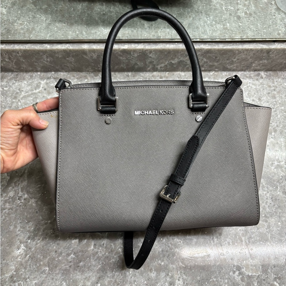 Michael Kors Black and Gray Selma Satchel